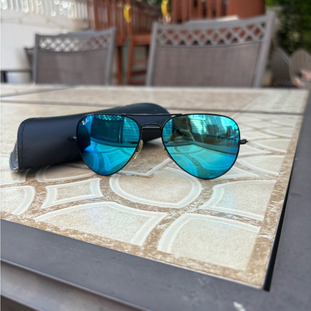 Ray-Ban Black and Blue Aviator Sunglasses